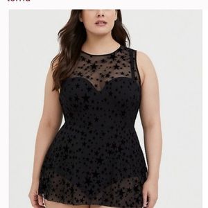 NWT Torrid black mesh stars swimsuit